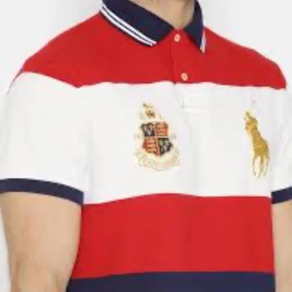 Polo Ralph Lauren Big&Tall Men’s Sz XLT Striped Mesh Crest/Big Pony Polo‎ Shirt